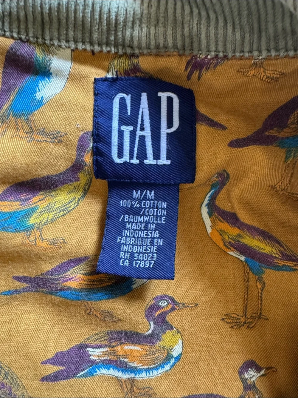 GAP Kids' Mustard Yellow Cotton Jacket with Bird-Print Lining